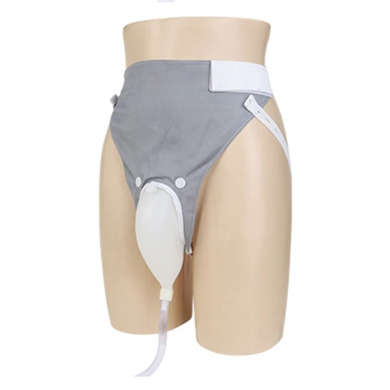 Wearable Urine Bag Silicone Urine Collector Wearable Pee Holder with Catheter for Incontinence Bedridden - Elderly / Grey