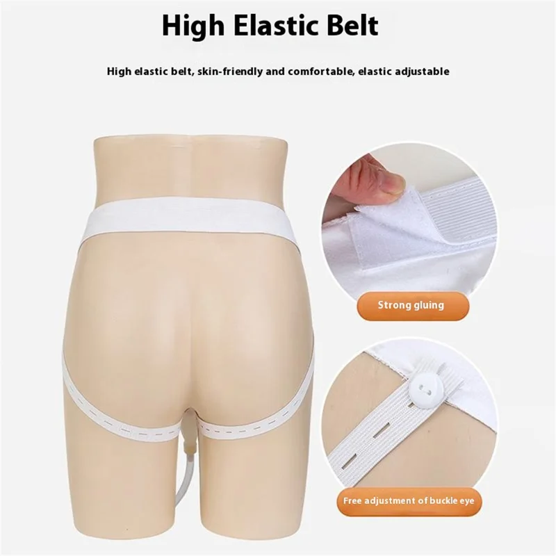 Wearable Urine Bag Silicone Urine Collector Wearable Pee Holder with Catheter for Incontinence Bedridden - Elderly / Grey