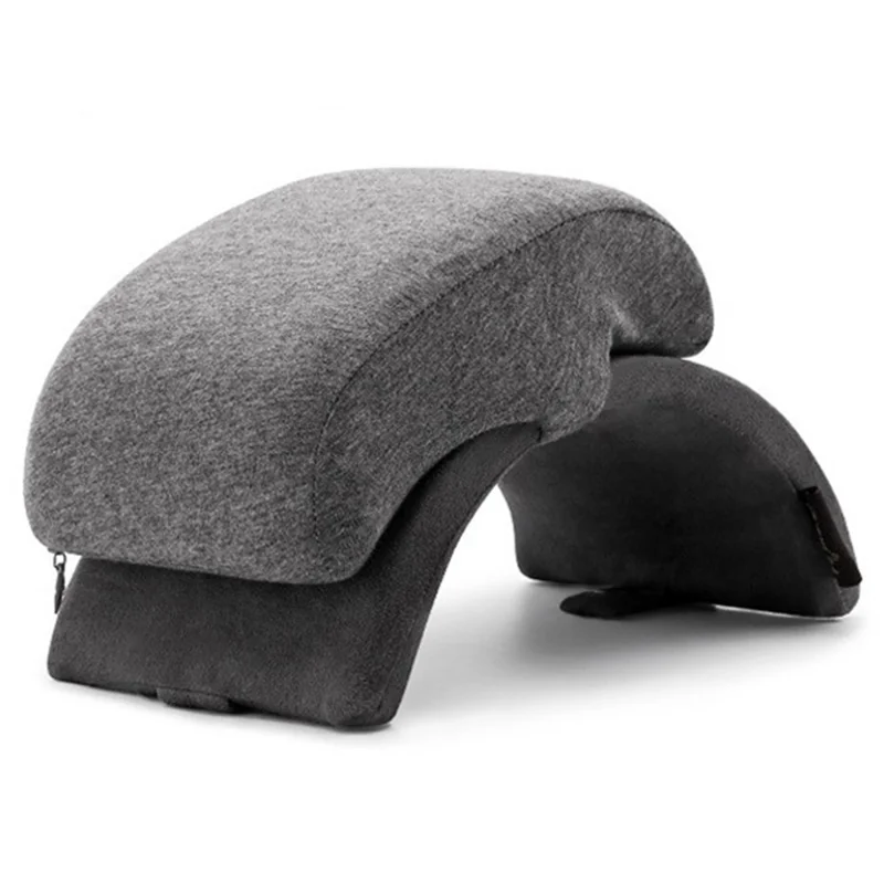 Travesseiro Dobrável de Espuma de Memória para Escritório, Descanso Portátil com Apoio Ergonômico para Braço, Tamanho P - Cinza Escuro
