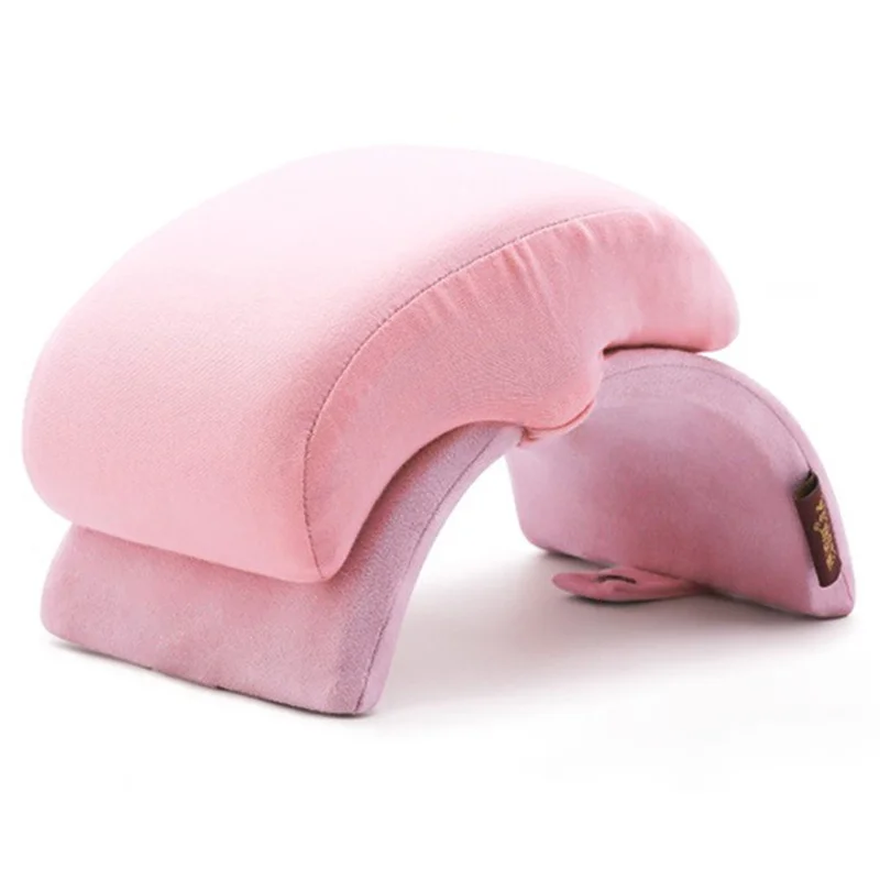 Foldable Memory Foam Nap Pillow for Office Desk Portable Ergonomic Arch Support Arm Rest Cushion, Size S - Pink