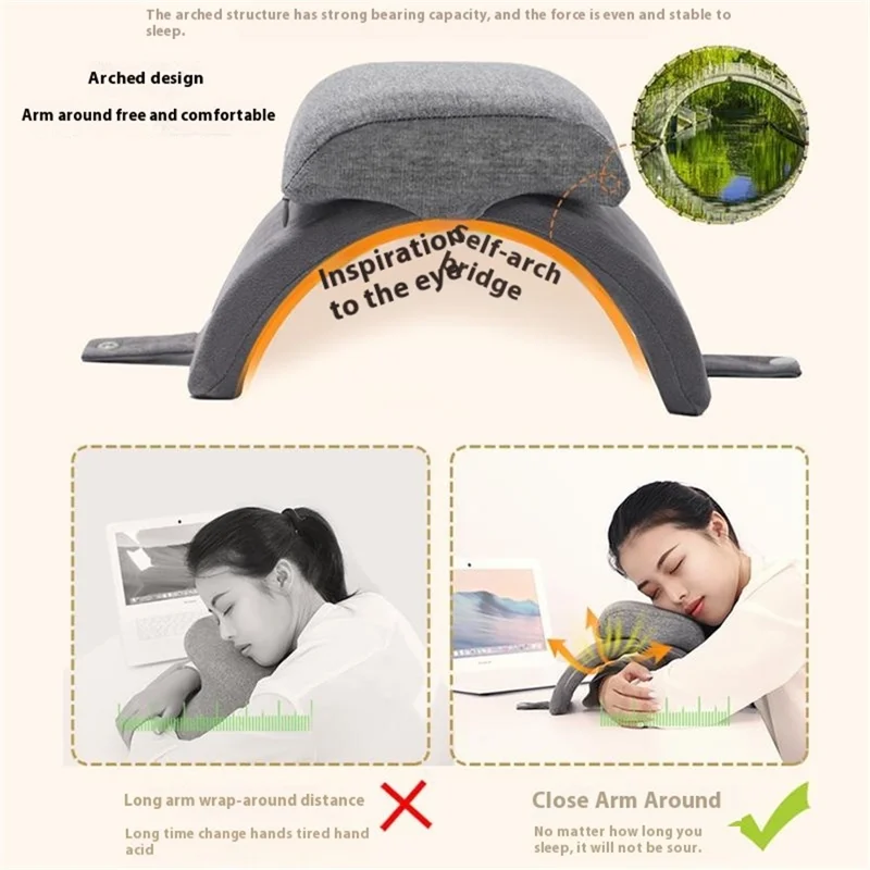 Foldable Memory Foam Nap Pillow for Office Desk Portable Ergonomic Arch Support Arm Rest Cushion, Size S - Pink