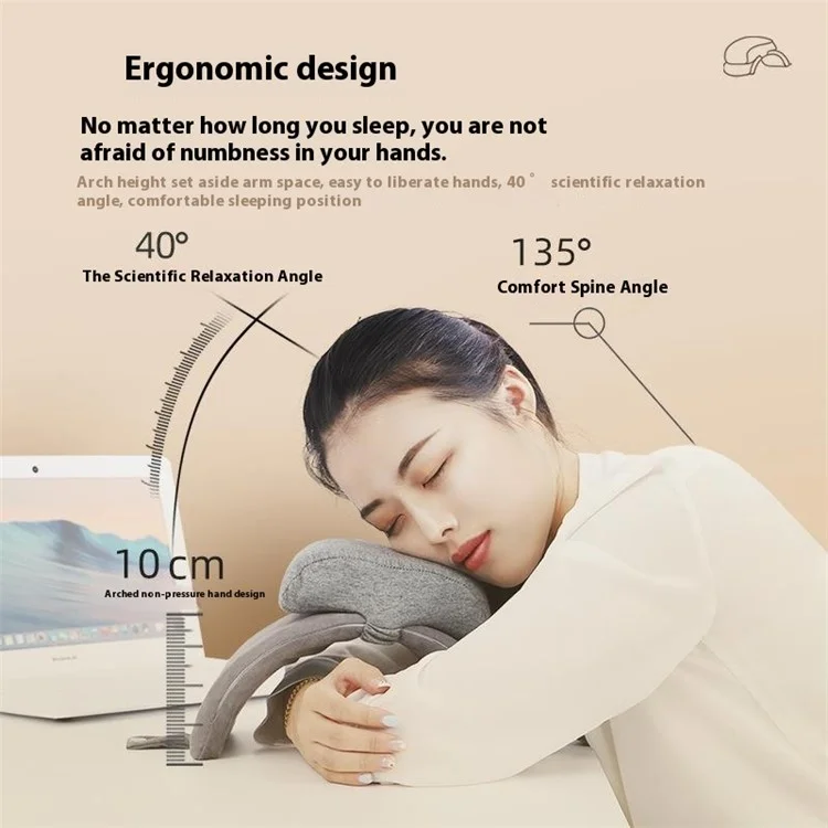 Cuscino Pieghevole in Memory Foam per Riposino in Ufficio, Supporto Ergonomico ad Arco per Bracciolo, Taglia L - Grigio Scuro