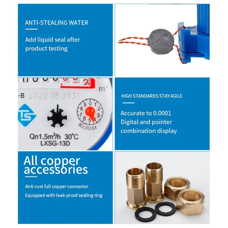 Household Water Meter Mechanical Rotary Wing High Precision Pointer Counter Measurement Tool