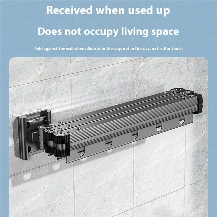 5 Sections Folding Clothes Drying Rack Wall Mounted Laundry Hanger for Balcony / Bathroom - Tarnish