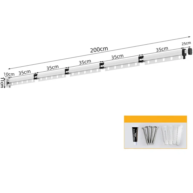 5 Sections Folding Clothes Drying Rack Wall Mounted Laundry Hanger for Balcony / Bathroom - White