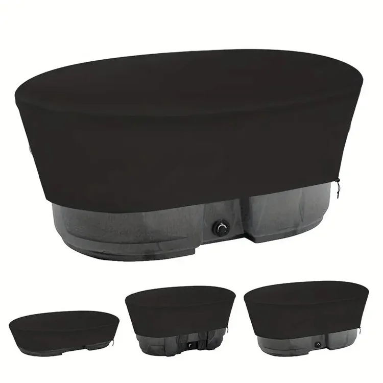 Copertura per piscina esterna da 100 Galloni Telo protettivo in tessuto Oxford 420D per serbatoio acqua ovale Antispruzzo, 135 x 79 x 63,5 cm - Nero