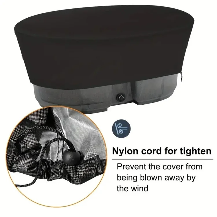 Copertura per piscina esterna da 100 Galloni Telo protettivo in tessuto Oxford 420D per serbatoio acqua ovale Antispruzzo, 135 x 79 x 63,5 cm - Nero