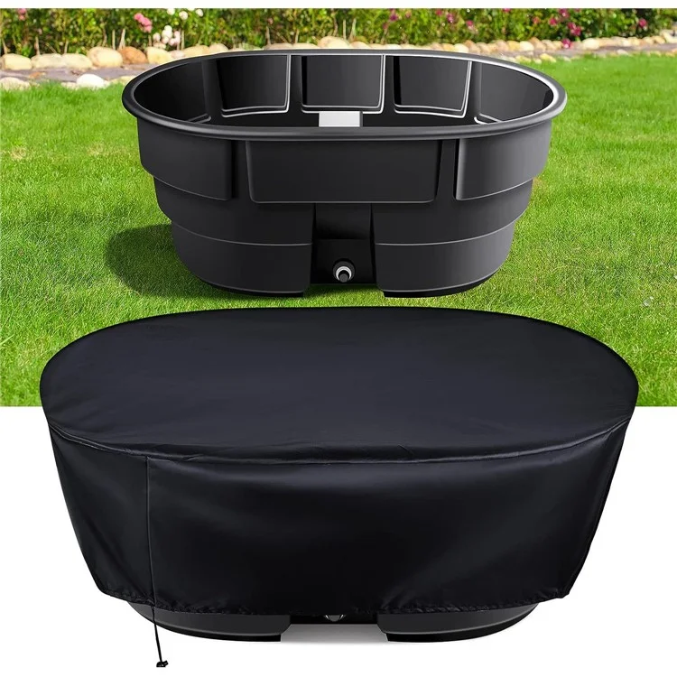 Copertura per piscina esterna da 100 Galloni Telo protettivo in tessuto Oxford 420D per serbatoio acqua ovale Antispruzzo, 135 x 79 x 63,5 cm - Nero
