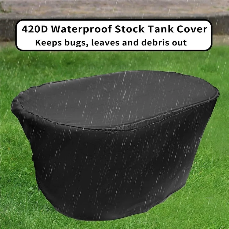 Copertura per piscina esterna da 100 Galloni Telo protettivo in tessuto Oxford 420D per serbatoio acqua ovale Antispruzzo, 135 x 79 x 63,5 cm - Nero