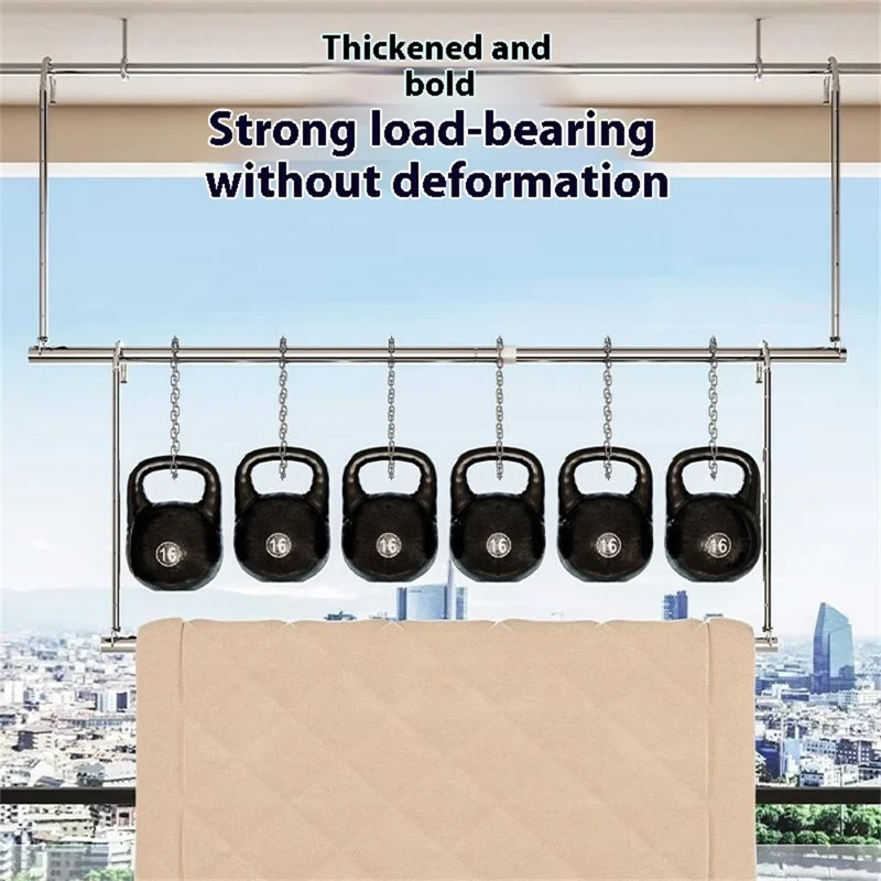 KB02C Retractable Clothes Drying Rack For Balcony Indoor Stainless Steel Laundry Rod Adjustable 4 Levels 105-200cm