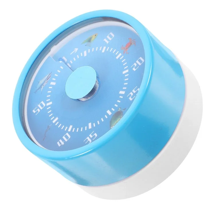 Edelstahl-Küchentimer Mechanische Countdown-Uhr mit Magnetbasis zum Backen / Zeitmanagement - Blau