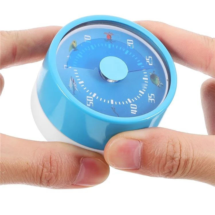 Edelstahl-Küchentimer Mechanische Countdown-Uhr mit Magnetbasis zum Backen / Zeitmanagement - Blau