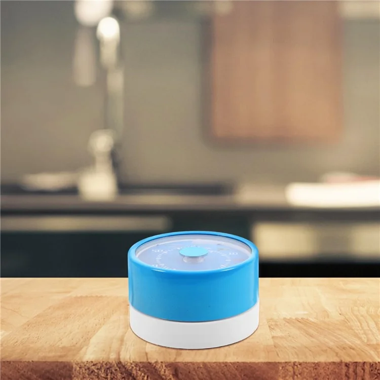 Edelstahl-Küchentimer Mechanische Countdown-Uhr mit Magnetbasis zum Backen / Zeitmanagement - Blau