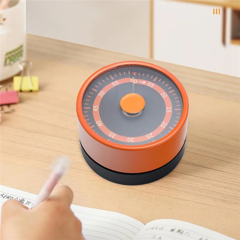 Stainless Steel Kitchen Timer Mechanical Countdown Clock with Magnetic Base for Baking / Time Management - Orange