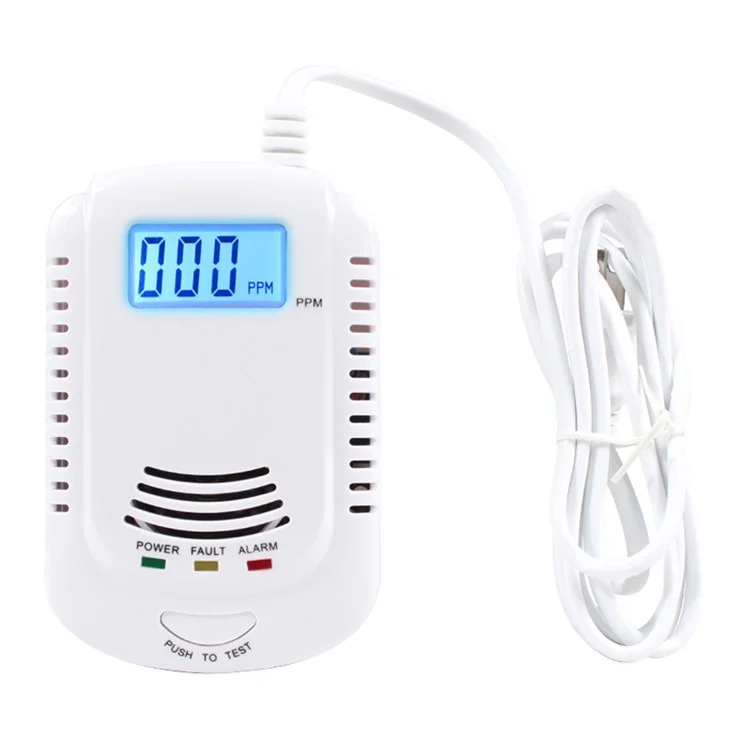 XY-808COM Carbon Monoxide Alarm Detector Compound Type Fuel Gas Monitor CO Sensor with LCD Display - US Plug