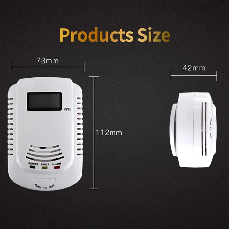 XY-808COM Carbon Monoxide Alarm Detector Compound Type Fuel Gas Monitor CO Sensor with LCD Display - US Plug