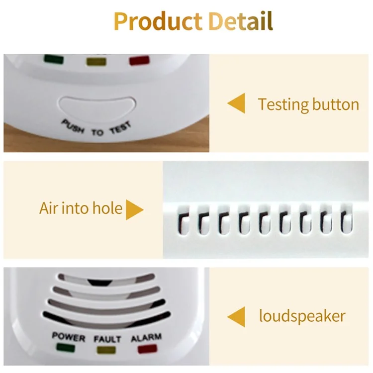 XY-808COM Carbon Monoxide Alarm Detector Compound Type Fuel Gas Monitor CO Sensor with LCD Display - US Plug