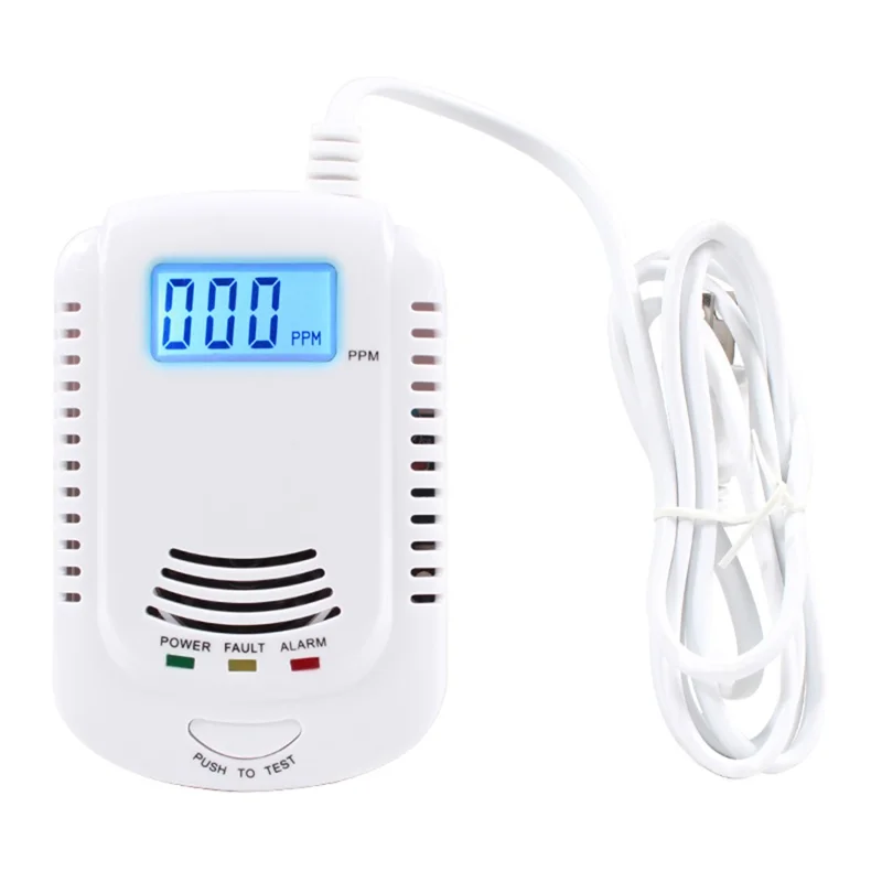 XY-808COM Carbon Monoxide Alarm Detector Compound Type Fuel Gas Monitor CO Sensor with LCD Display - EU Plug