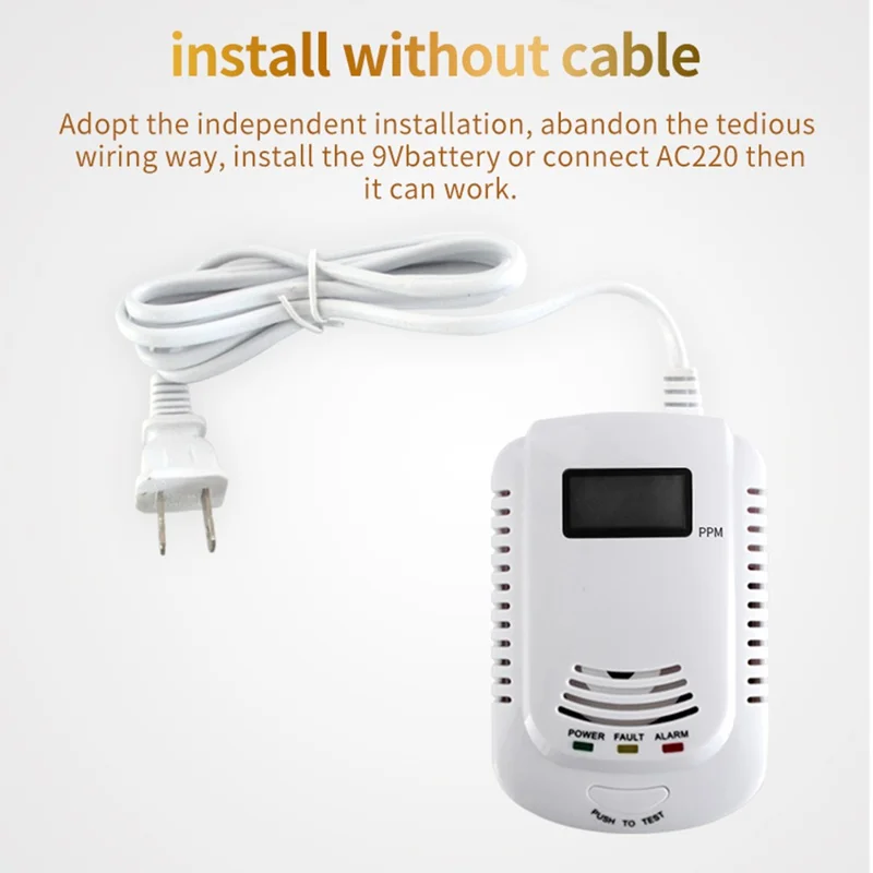 XY-808COM Carbon Monoxide Alarm Detector Compound Type Fuel Gas Monitor CO Sensor with LCD Display - EU Plug