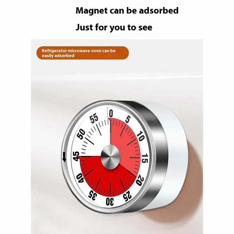 Mechanical Kitchen Timer with Stand / Magnetic Base Visual Countdown for Students / Cooking Loud Alarm - White