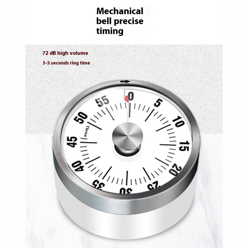 Mechanical Kitchen Timer with Stand / Magnetic Base Visual Countdown for Students / Cooking Loud Alarm - White