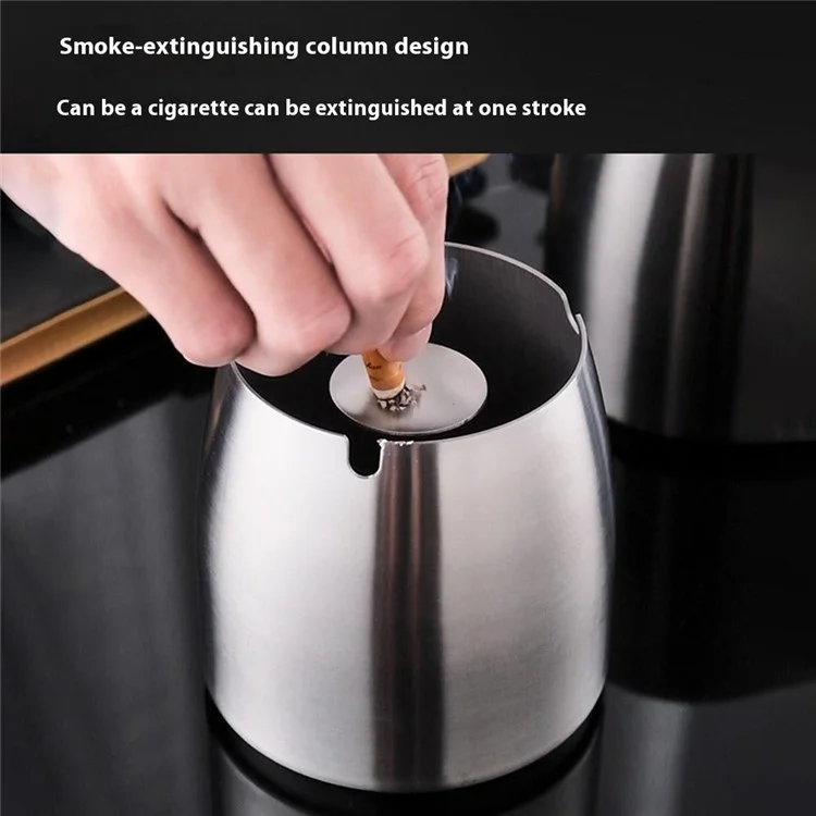 Stainless Steel Ashtray Thickened Cigarette Holder Anti Fly Ash Ashtray Small Size without Lid