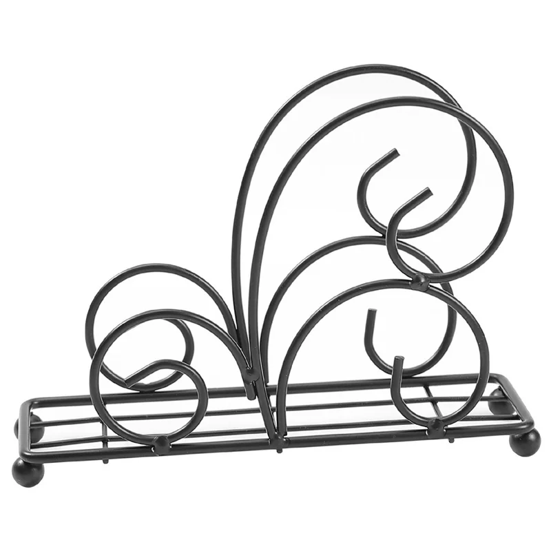 Iron Napkin Holder Metal Tissue Dispenser for Cafe / Hotel / Restaurant Table Organizer - Black