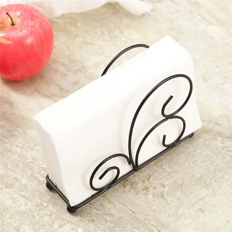 Iron Napkin Holder Metal Tissue Dispenser for Cafe / Hotel / Restaurant Table Organizer - Black