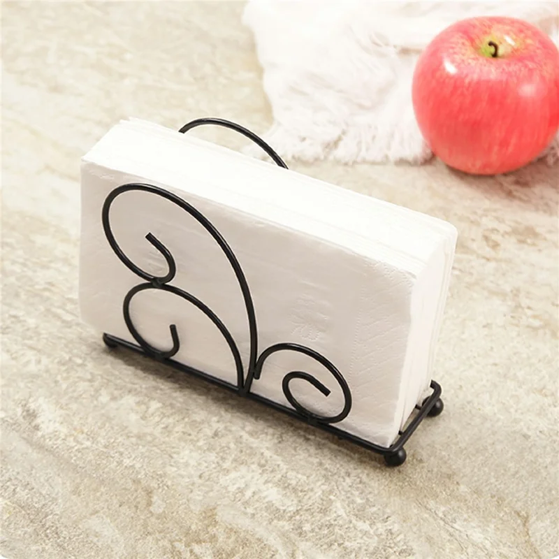 Iron Napkin Holder Metal Tissue Dispenser for Cafe / Hotel / Restaurant Table Organizer - Black