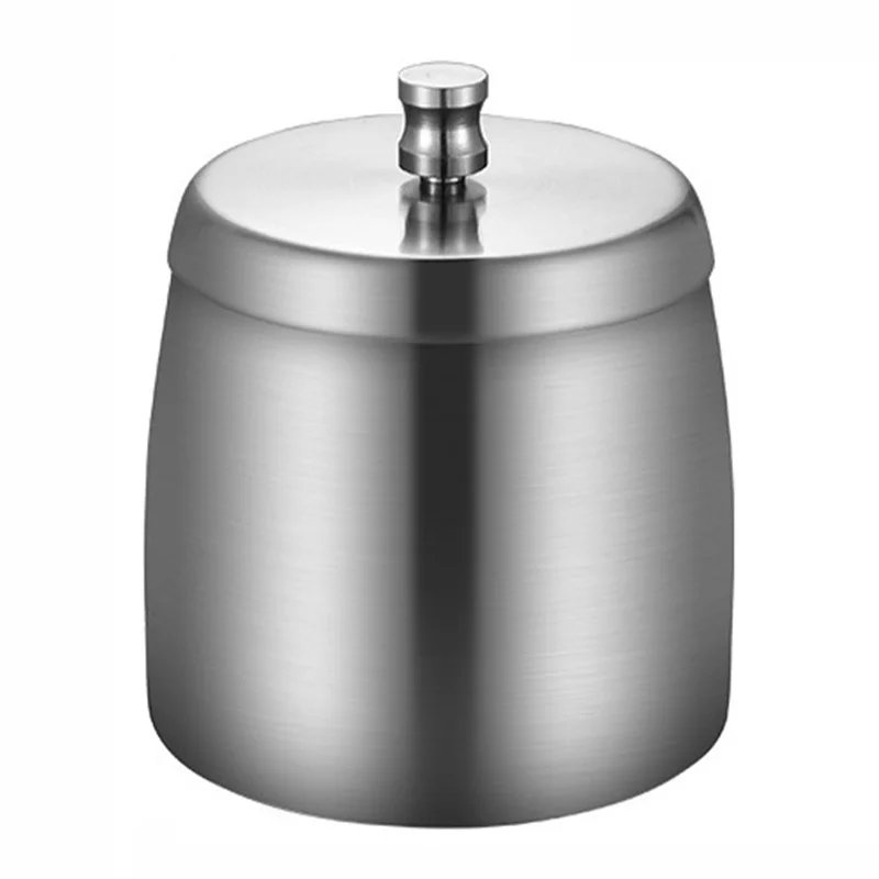 Stainless Steel Ashtray Anti-Fly Ash Shatterproof Thickened Ash Container Medium Size with Lid