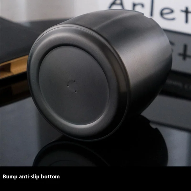 Stainless Steel Ashtray Anti-Fly Ash Shatterproof Thickened Ash Container Medium Size with Lid