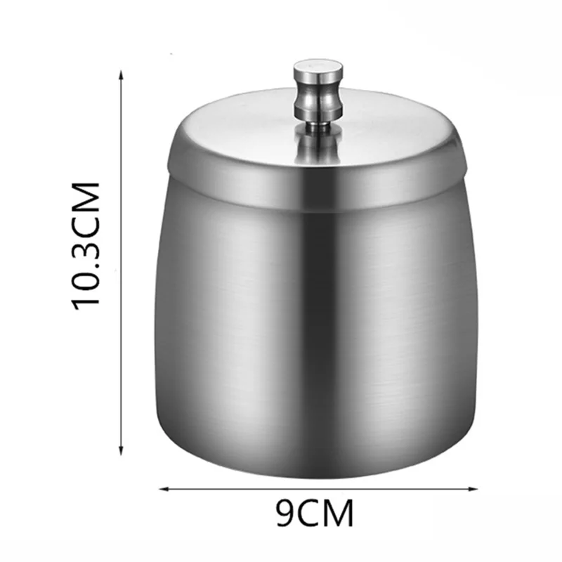 Stainless Steel Ashtray Anti-Fly Ash Shatterproof Thickened Ash Container Medium Size with Lid