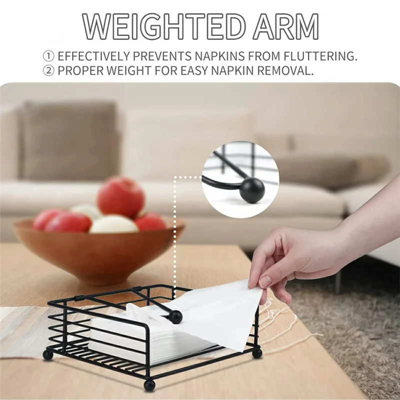 Hollow Out Square Napkin Holder Stand for Restaurant Cafe Hotel Tissue Dispenser Table Decor, Black