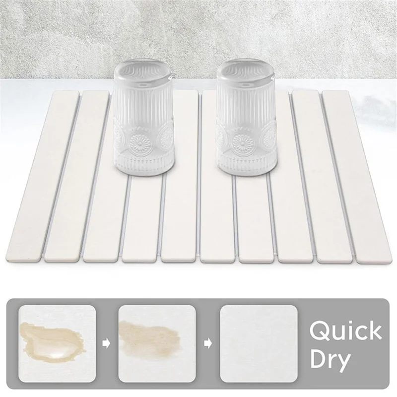 Foldable Diatomite Drying Mat For Kitchen Bathroom 30 x 40cm Absorbent Dish Drainer Countertop Drying Pad - Dark Grey