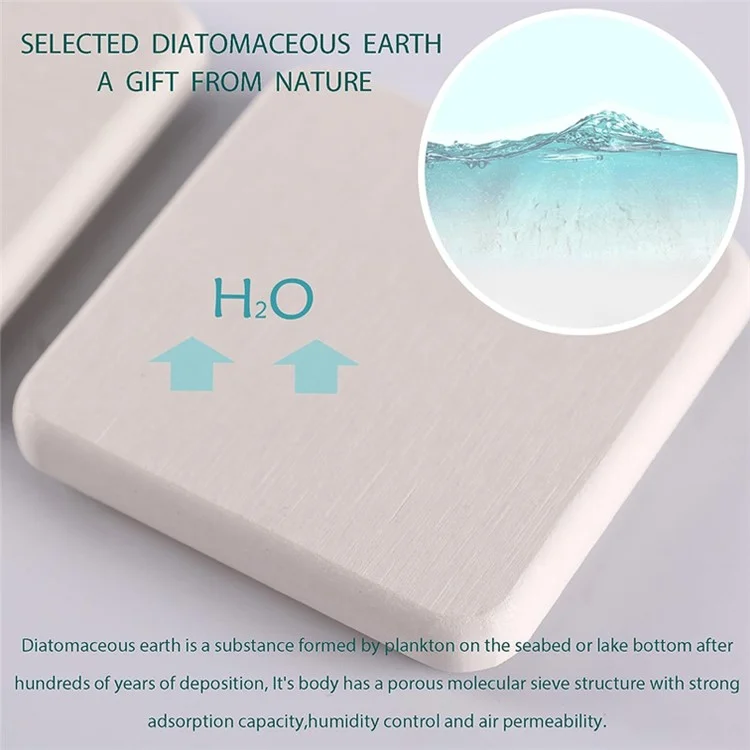 4Pcs / Set Diatomite Absorbent Coasters Kitchen Soap Dish Liquid Dispenser Holder Plant Pot Drying Mat - White