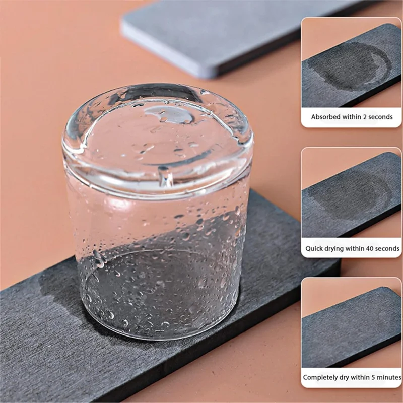 4Pcs / Set Diatomite Absorbent Coasters Kitchen Soap Dish Liquid Dispenser Holder Plant Pot Drying Mat - Dark Grey