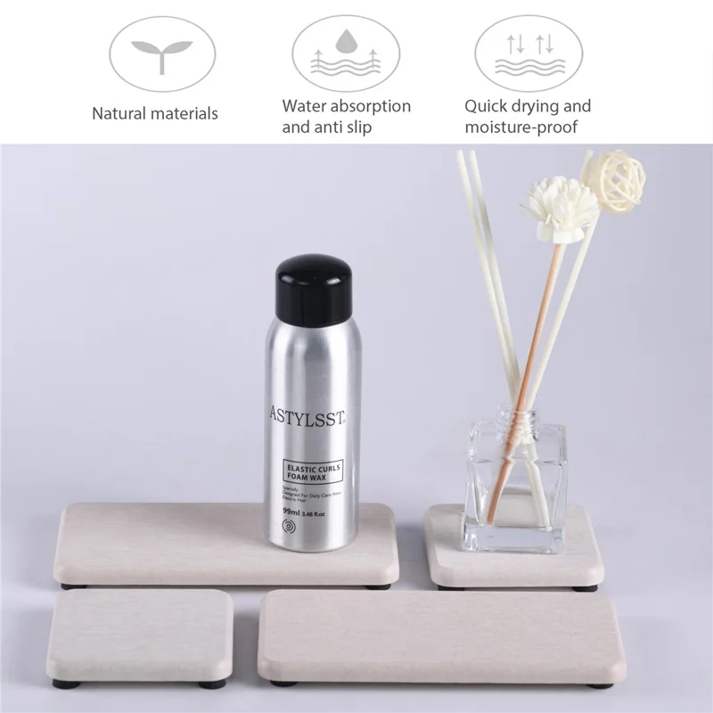4Pcs / Set Diatomite Absorbent Coasters Kitchen Soap Dish Liquid Dispenser Holder Plant Pot Drying Mat - Dark Grey