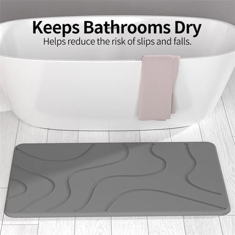 Tappetino da bagno in diatomite da 60 x 39 cm, asciugatura rapida, antiscivolo, assorbente, per doccia, toilette e ingresso - 04