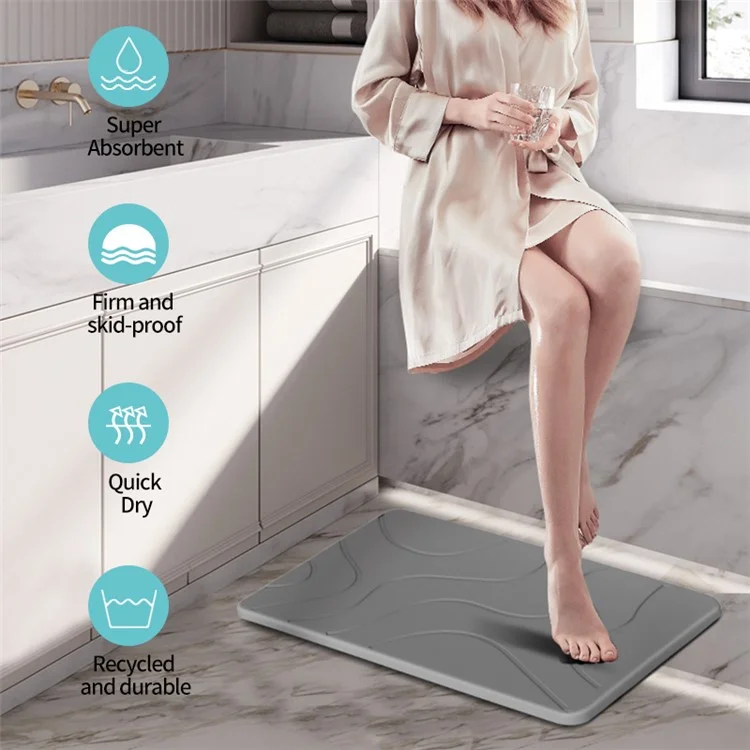 Tappetino da bagno in diatomite da 60 x 39 cm, asciugatura rapida, antiscivolo, assorbente, per doccia, toilette e ingresso - 04
