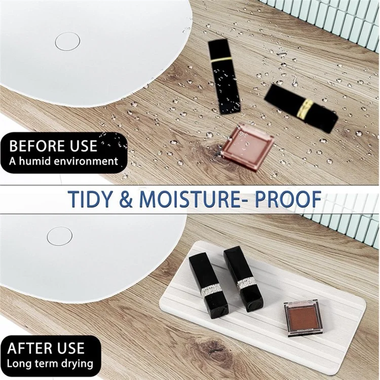 3Pcs / Set Bathroom Countertop Draining Mat Diatomite Soap Dish Sponge Holder Kitchen Faucet Organizer - Dark Grey