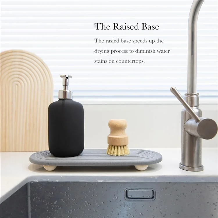 Tappetino Istantaneo in Diatomite per Lavello, Organizer con Superficie Assorbente per Cucina/Bagno - Grigio Scuro