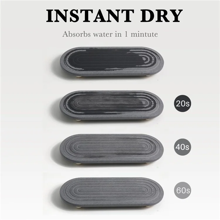 Tappetino Istantaneo in Diatomite per Lavello, Organizer con Superficie Assorbente per Cucina/Bagno - Grigio Scuro