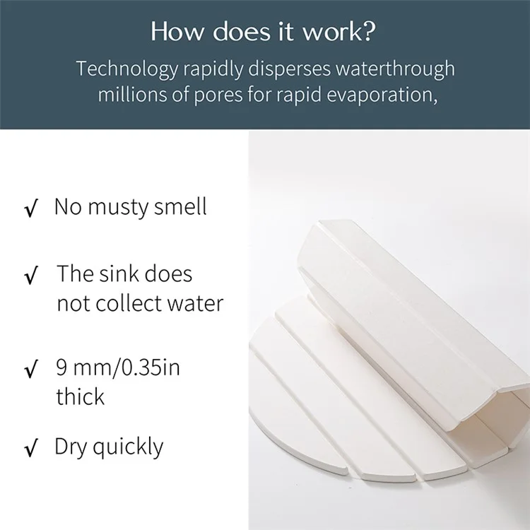 Tapis de séchage en diatomite ovale Multifonction Pliable Absorbant Égouttoir de comptoir de cuisine