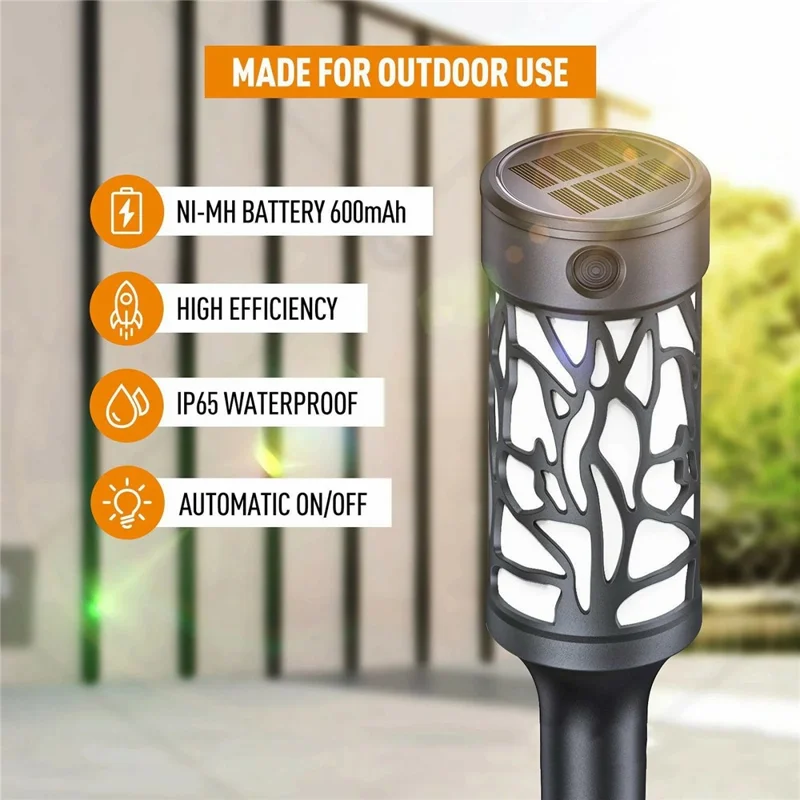 6Pcs Solar Powered Flame Lights Waterproof Outdoor Garden Lawn Lamp Infrared Sensor Ground Stake Light