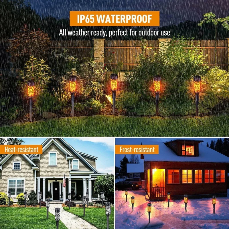 6Pcs Solar Powered Flame Lights Waterproof Outdoor Garden Lawn Lamp Infrared Sensor Ground Stake Light