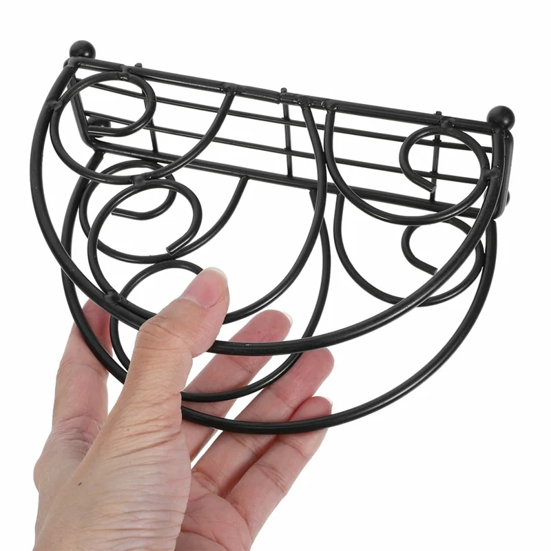 Iron Napkin Holder Half Round Metal Tissue Dispenser Table Organizer Decorative Paper Towel Stand - Black