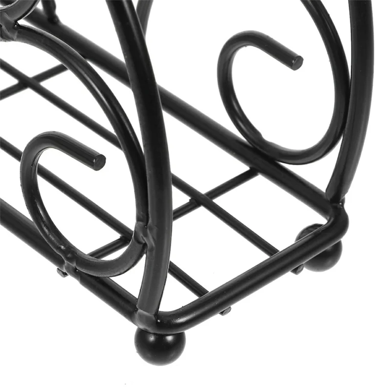 Iron Napkin Holder Half Round Metal Tissue Dispenser Table Organizer Decorative Paper Towel Stand - Black
