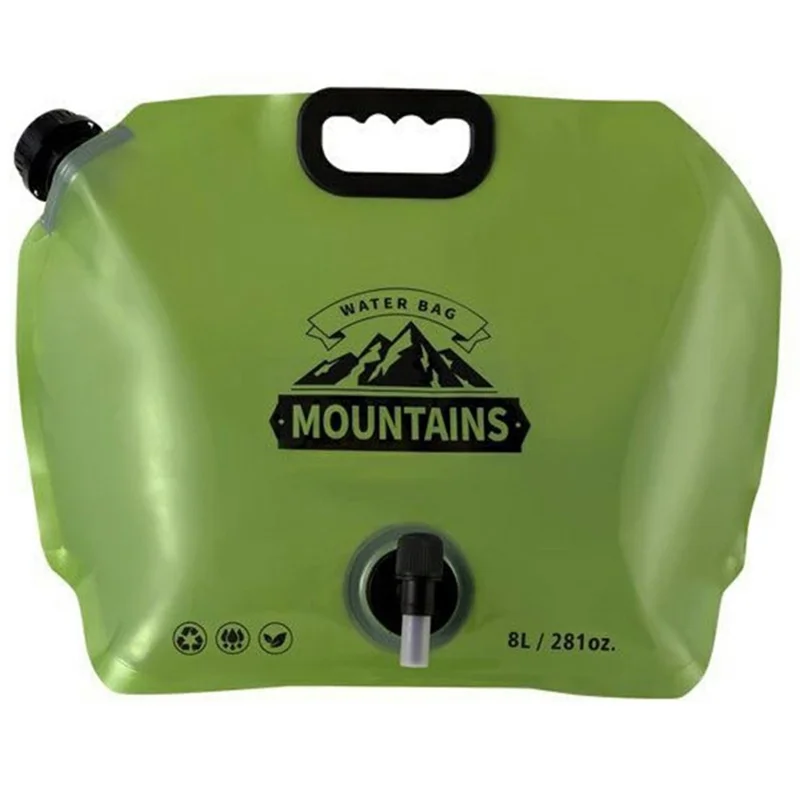 Portable Water Container 8L Large Capacity Collapsible Water Carrier for Camping Hiking (BPA Free, No FDA) - Army Green