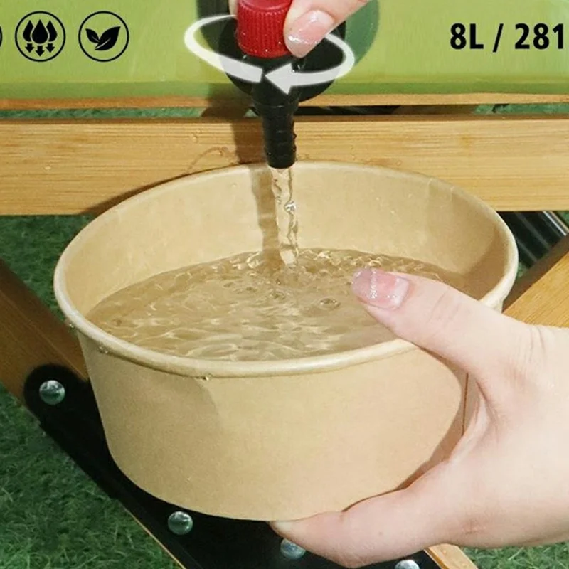 Portable Water Container 8L Large Capacity Collapsible Water Carrier for Camping Hiking (BPA Free, No FDA) - Khaki