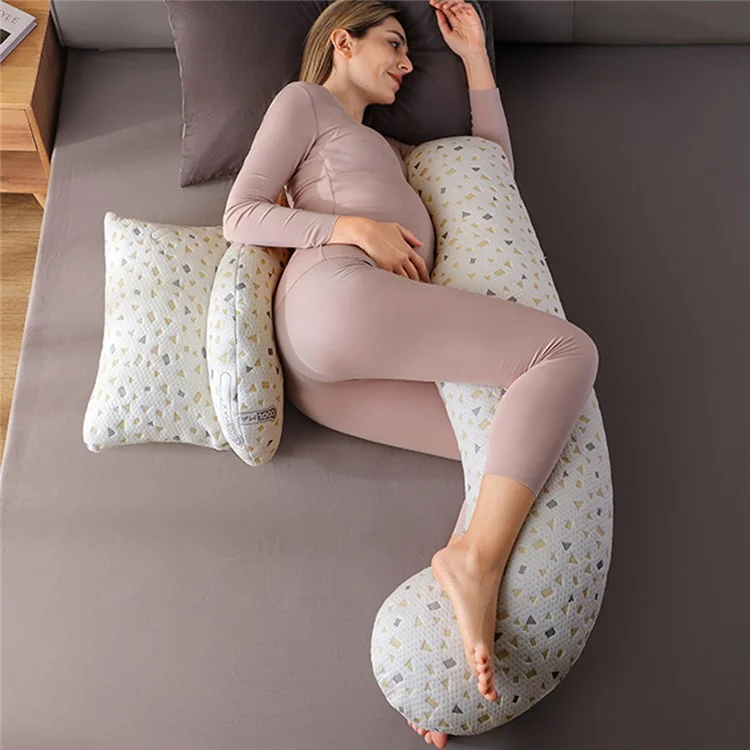 Extended H-Shaped Pregnancy Pillow Multifunctional Lumbar Support Side Sleeping Cushion with Auxiliary Pillow - Grey